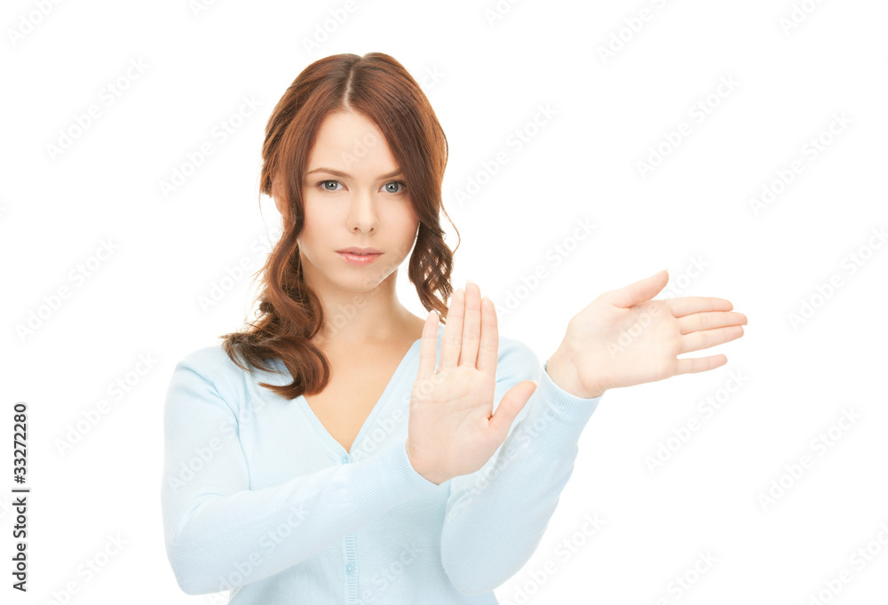 businesswoman working with something imaginary businesswoman working with something imaginary