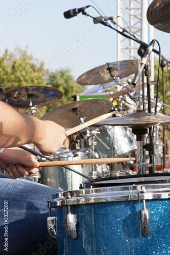 A drummer’s hands in action