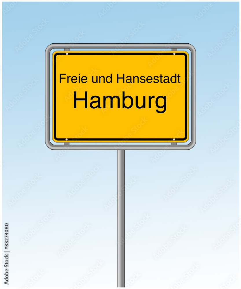 Ortsschild von Hamburg.Verkehrsschild der Hansestadt Ortsschild von Hamburg.Verkehrsschild der Hansestadt