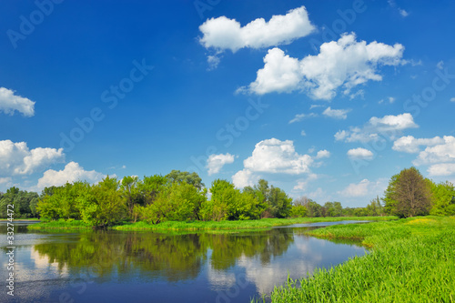 Landscape with flood waters of Narew river, Poland.