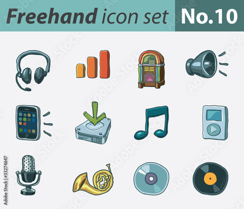 Freehand icon set - audio