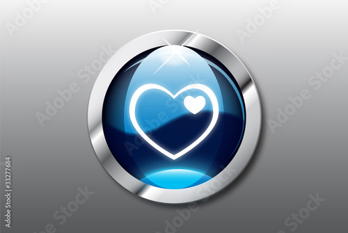 Blue button with heart