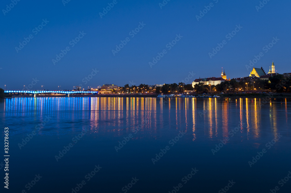 Fototapeta premium Warszawska panorama w nocy