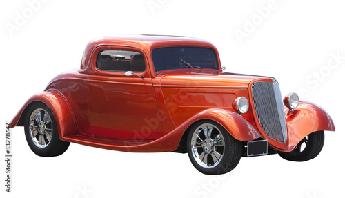 Leinwand Poster American hot rod isolated on white