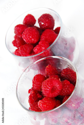 Appetizing red raspberries