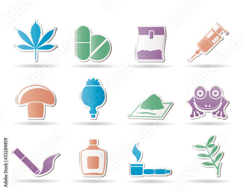 Different kind of drug icons - vector icon set