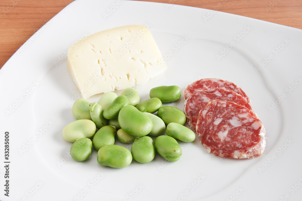 beans salami and cheese - fave salame e pecorino beans salami and cheese - fave salame e pecorino