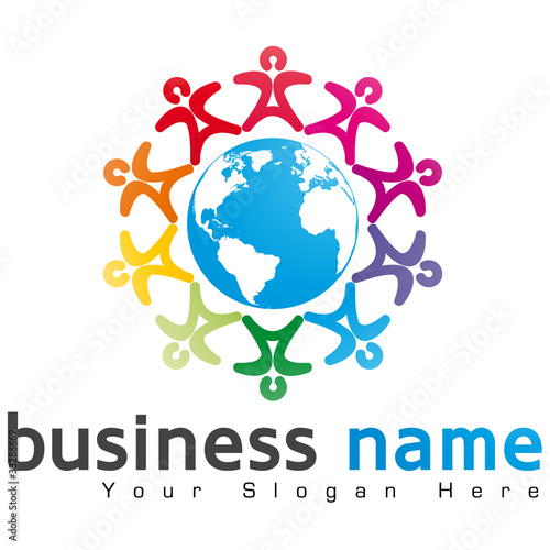 logo business, terre et ronde de personnage