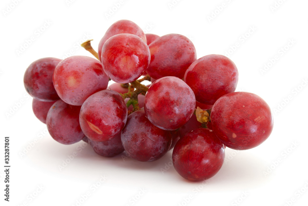 Red grapes isolated on white background