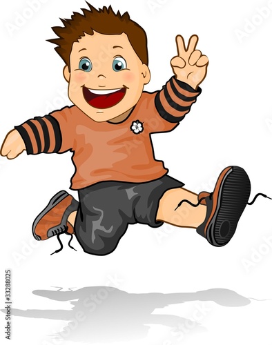 Happy child jumping photo