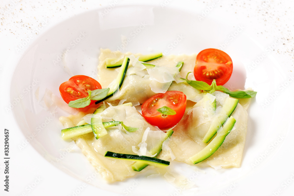 Ravioli in a white plate