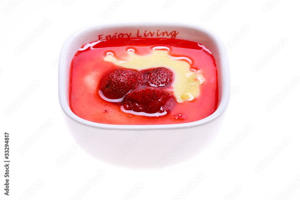 Obraz Custard with strawberries