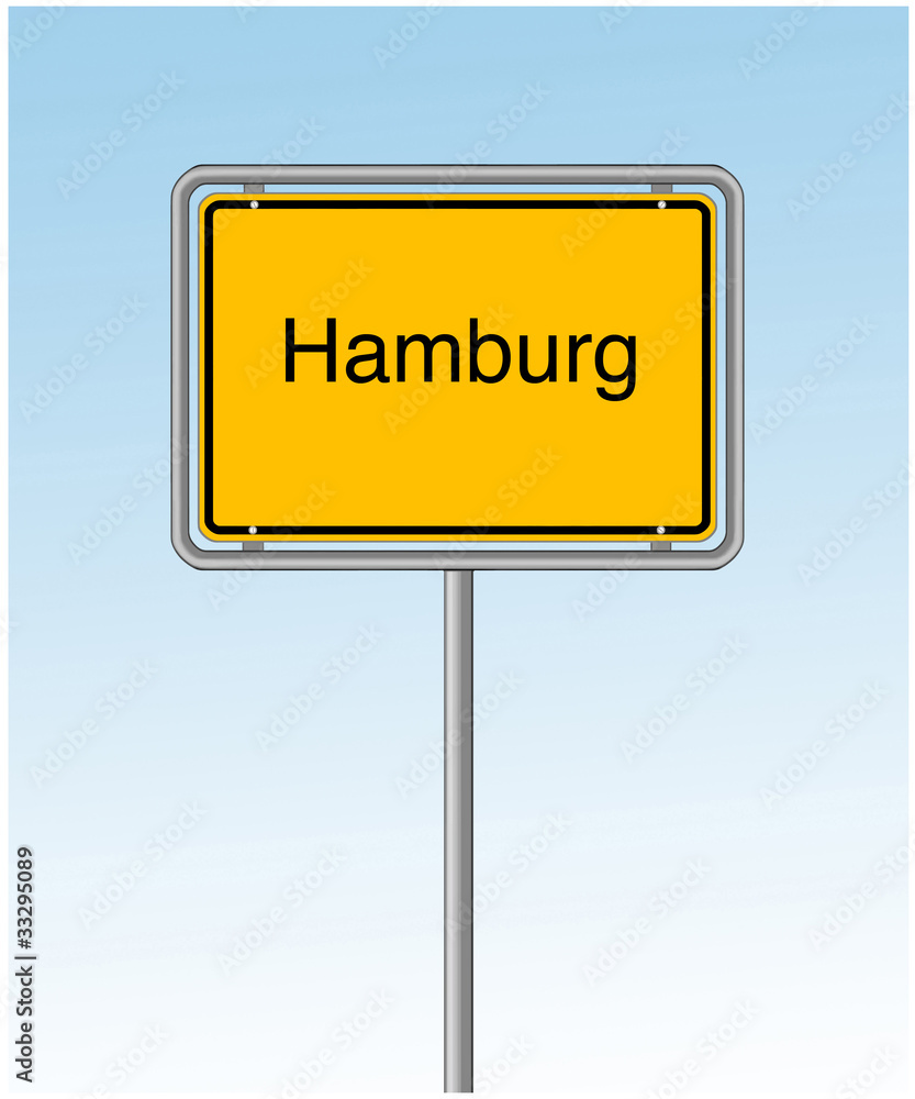Ortsschild von Hamburg.Verkehrsschild der Hansestadt Ortsschild von Hamburg.Verkehrsschild der Hansestadt