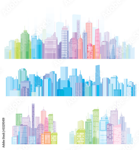 Colorful panorama of cities.