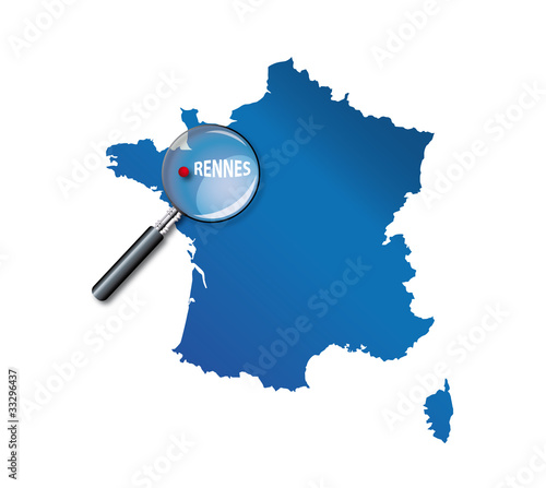 Rennes : Carte de France - département de l'Ille-et-Vilaine
