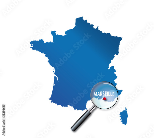 Marseille: carte de France - département des Bouches-du-Rhône