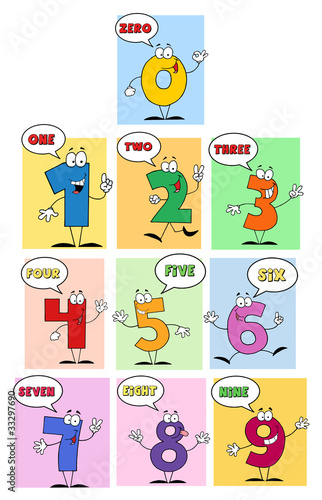 Funny Friendly Comics Numbers-Vector Collection