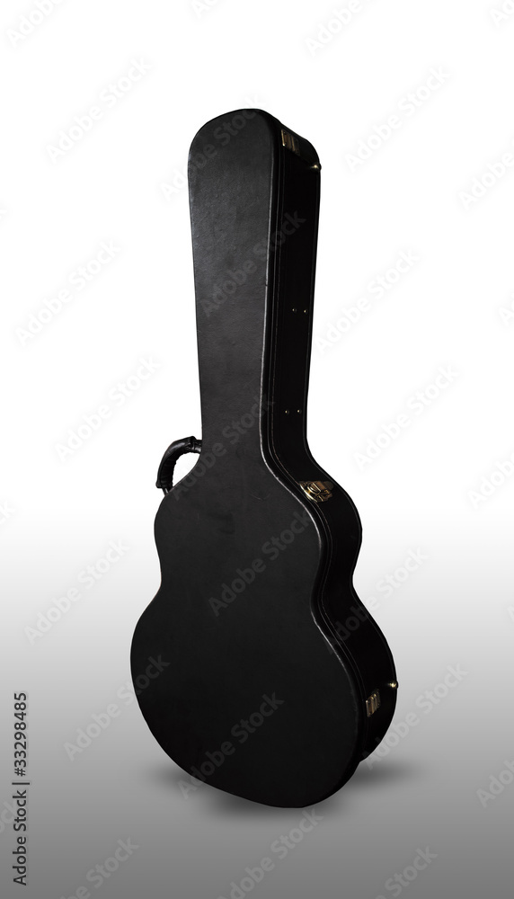 Obraz premium Black guitar case isolated on the white