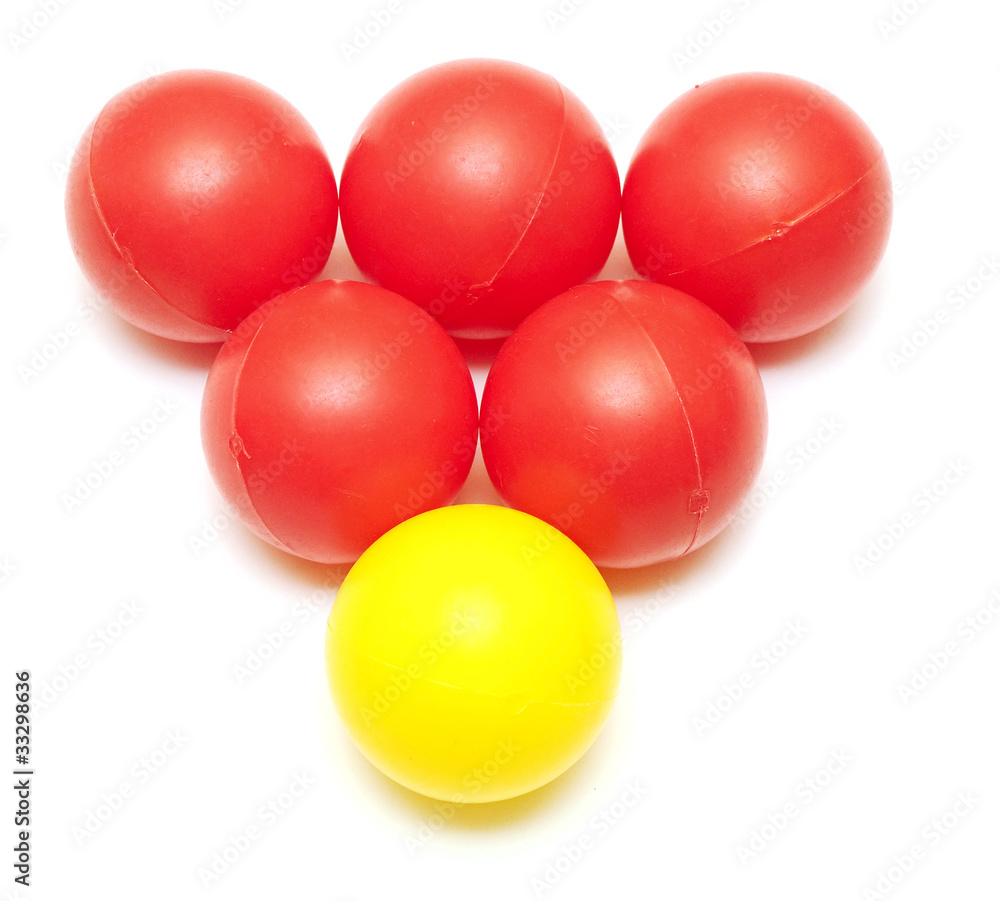 red and yellow plastic balls from children's small town red and yellow plastic balls from children's small town