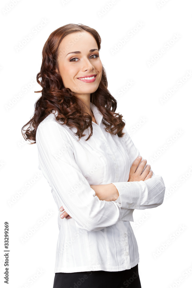 Portrait of happy smiling business woman, isolated on white Portrait of happy smiling business woman, isolated on white