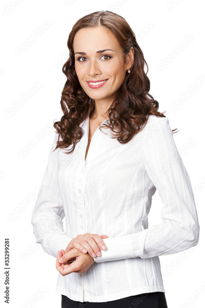 Portrait of happy smiling business woman, isolated on white Portrait of happy smiling business woman, isolated on white