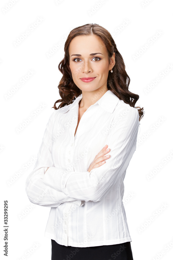 Portrait of happy smiling business woman, isolated on white Portrait of happy smiling business woman, isolated on white