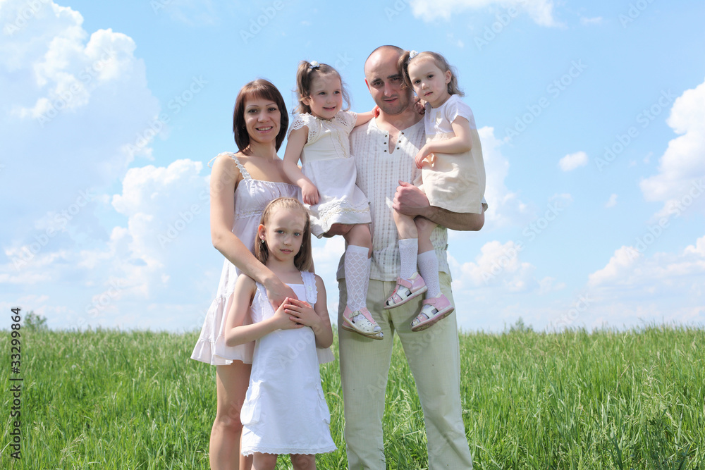 family with children in summer day outdoors family with children in summer day outdoors
