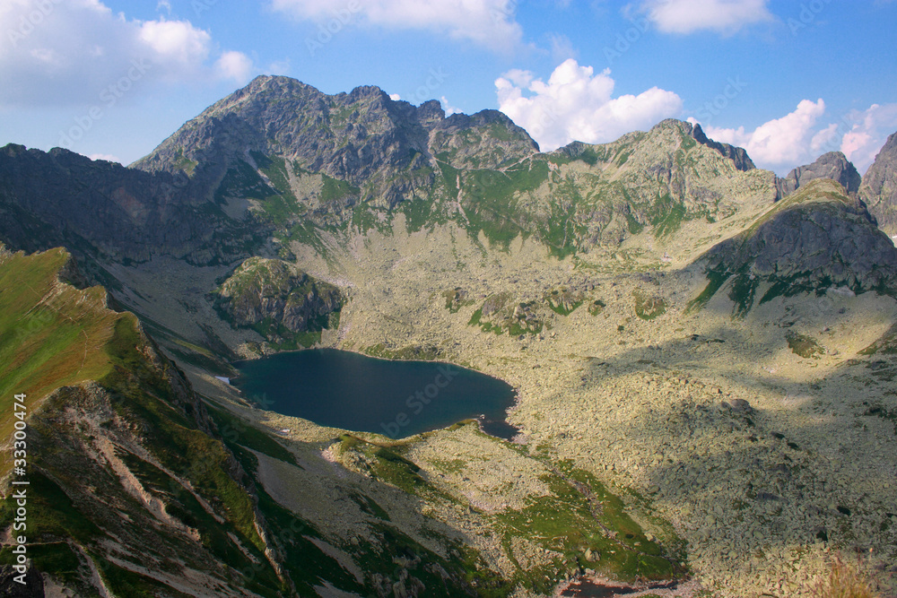 Tatra Mountains with Swinica (summit) and Zadni Staw (lake)