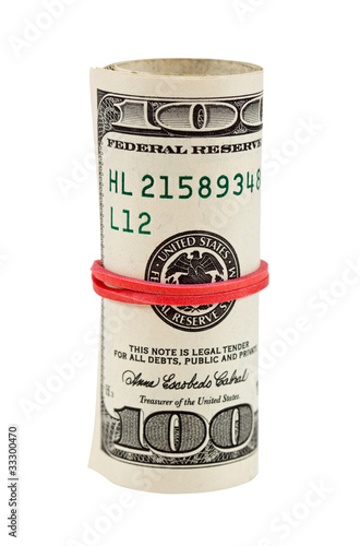 Roll of dollars isolated on white