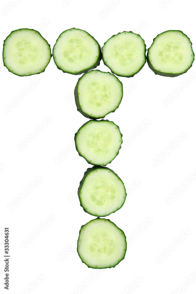 Vegetable Alphabet of chopped cucumber - letter T Vegetable Alphabet of chopped cucumber - letter T