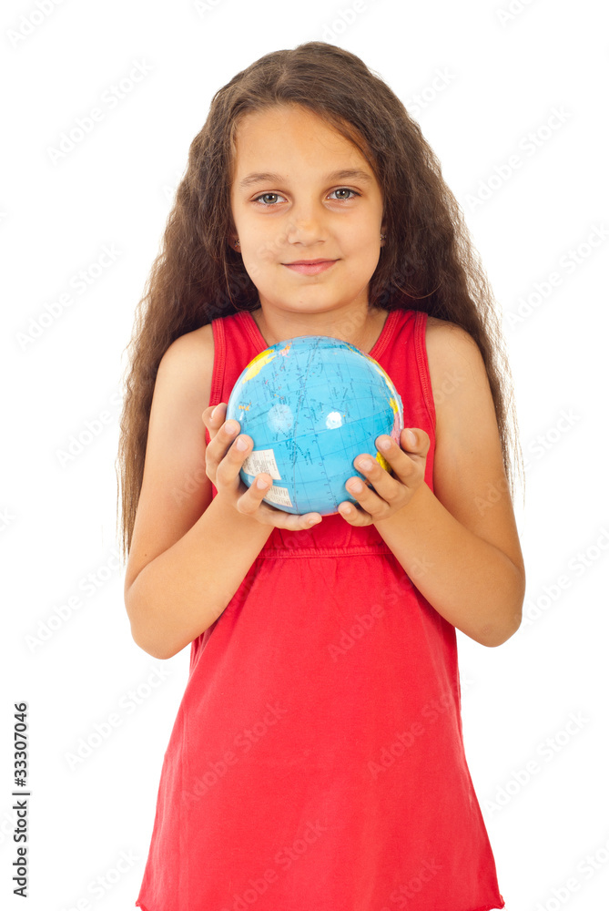 Beautiful girl holding world globe Beautiful girl holding world globe