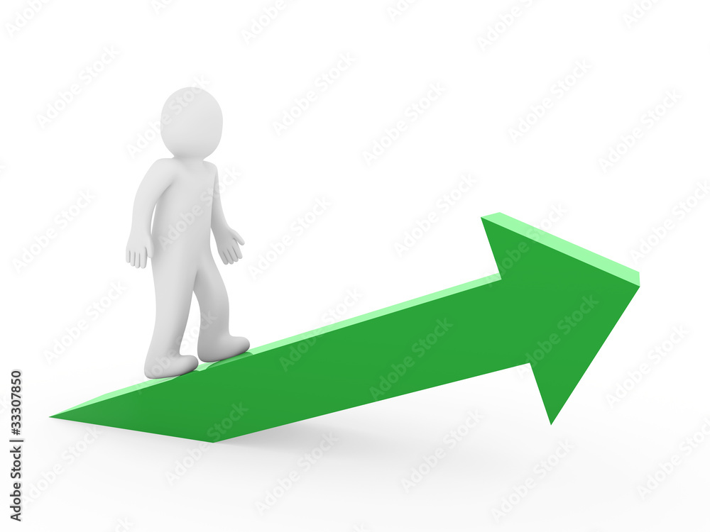 3d man arrow high green 3d man arrow high green