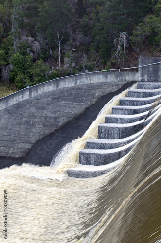 Floodwater cascading over spillway. Launceston, Tasmania photo