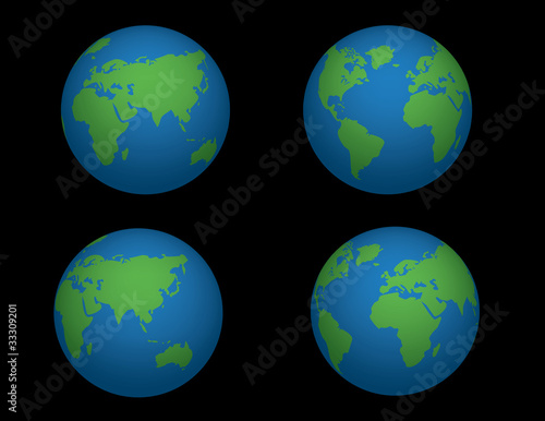 Earth with four different views! Vector!
