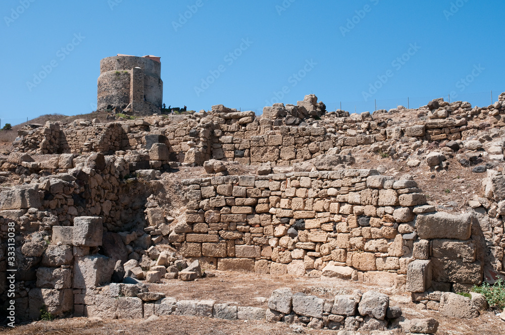 Sardinia, italy: view of Tharros' archaeological area