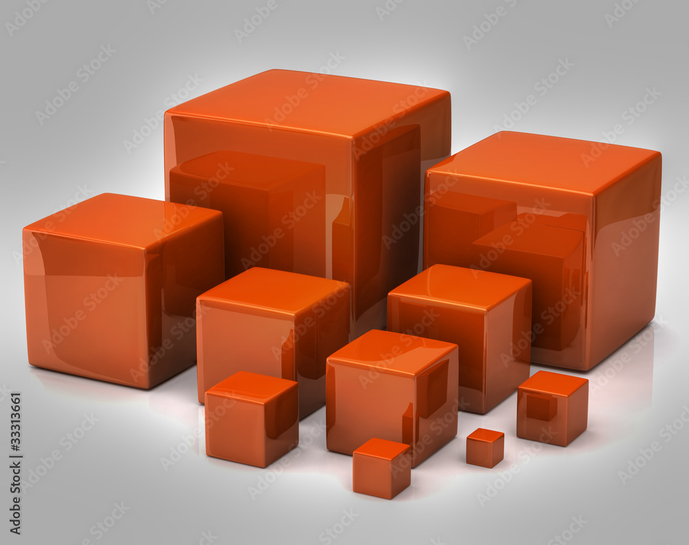 Many orange cubes Many orange cubes