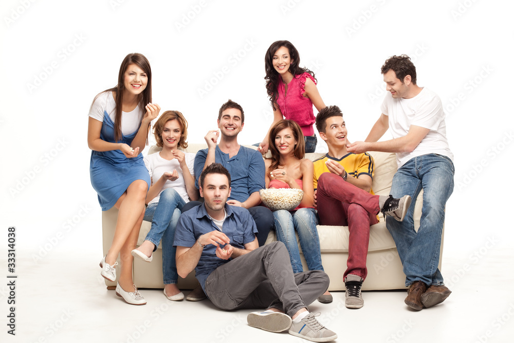 Obraz premium laughing amusing couch friends