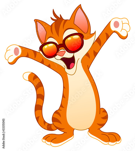 Happy cat wearing sunglasses