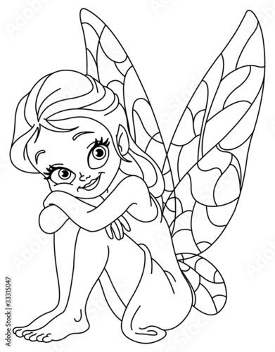 Outlined adorable fairy #33315047