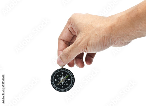 holding black compass