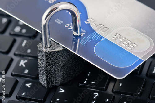 Credit Card, Padlock And Laptop