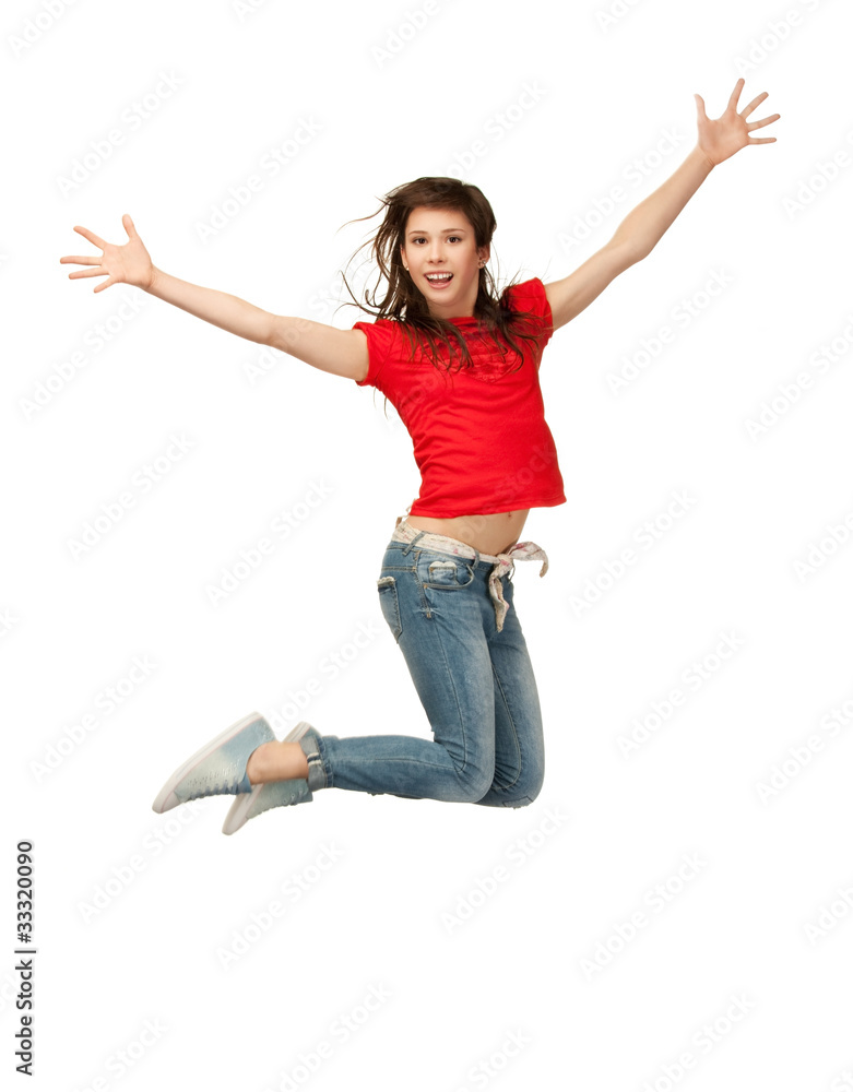 jumping teenage girl