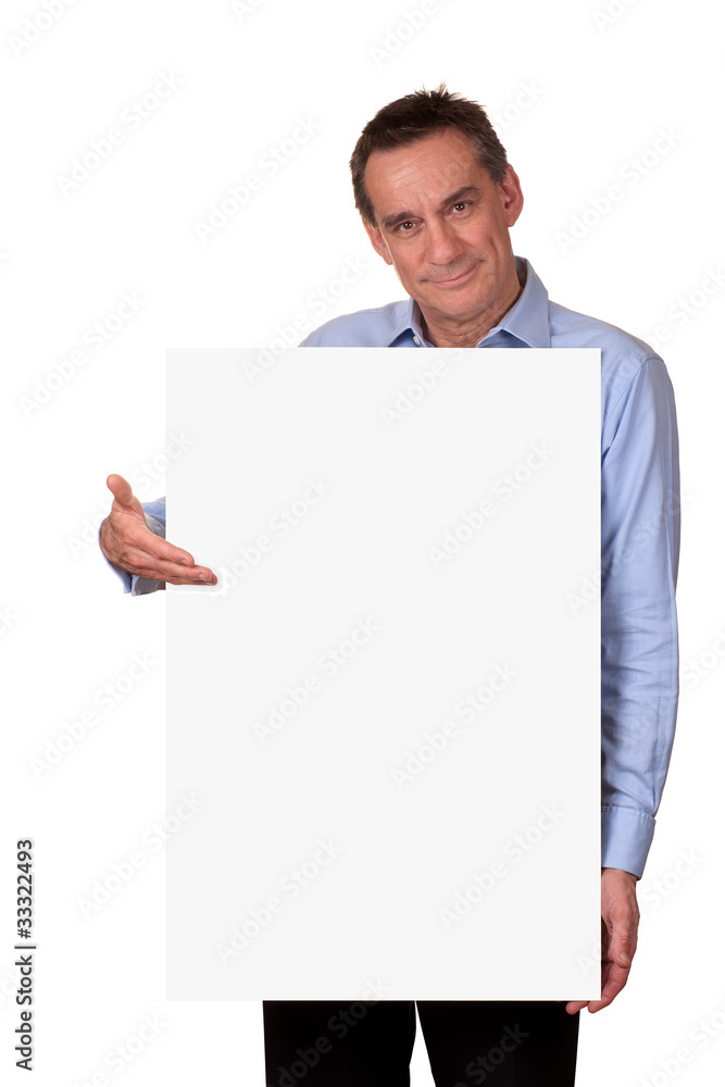 Attractive Man Holding Blank White Sign Attractive Man Holding Blank White Sign