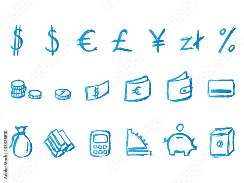 handwritten financial icons