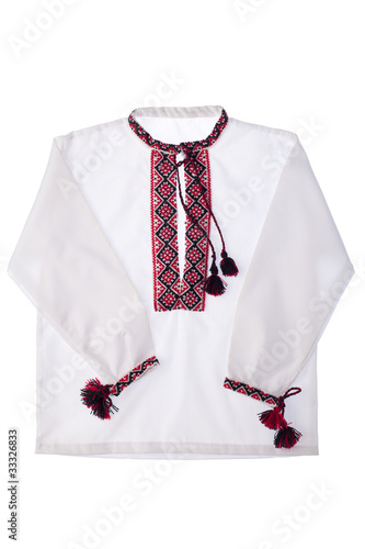 National Ukrainian symbol embroidered handmade cotton shirt vish photo