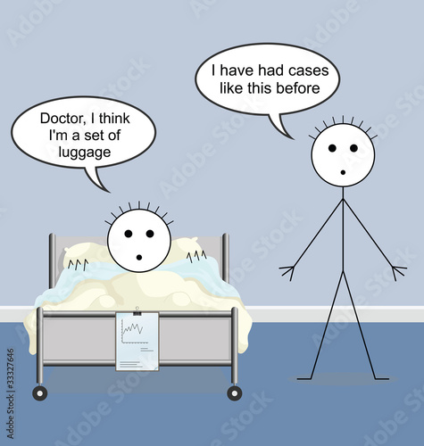Doctor quack on the hospital ward and luggage