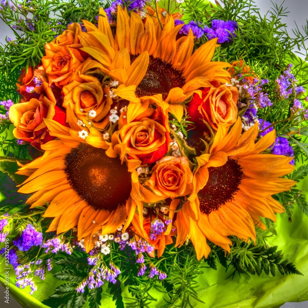 Fototapeta premium Blumenstrauß Sonnenblumen HDR