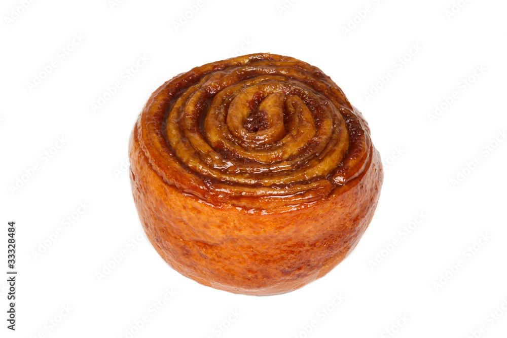 Fototapeta premium Cinnamon Sticky Roll Isolated on a White Background
