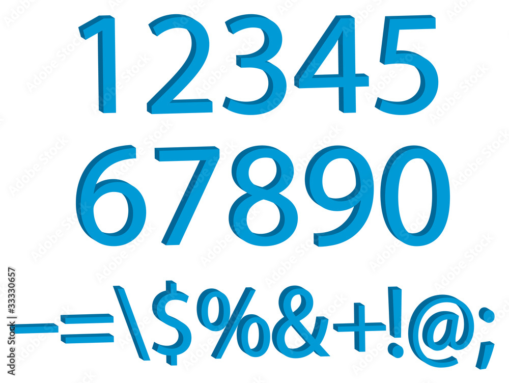Numbers and signs set. Numbers and signs set.