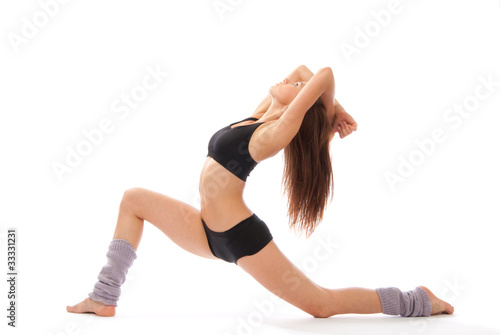 Photography Beautiful slim fitness woman stretching exercise
